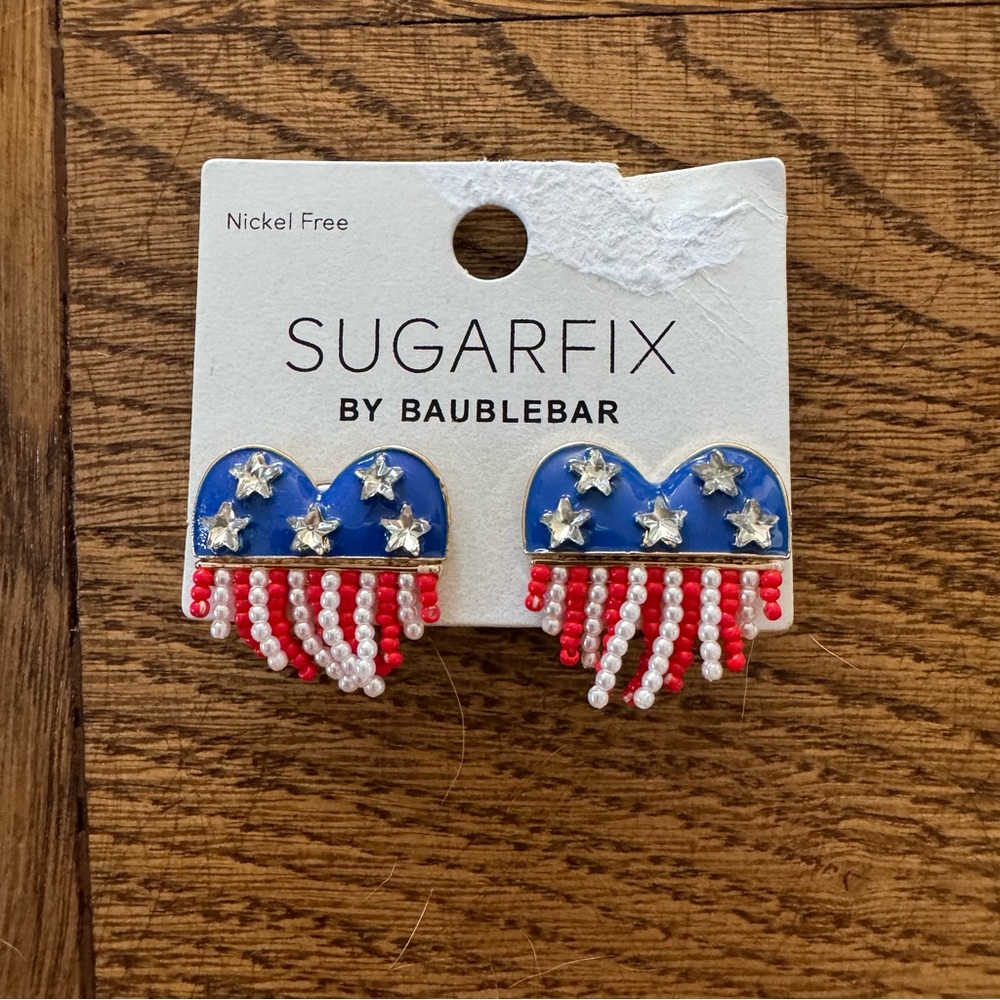 BaubleBar American Flag Heart Earrings